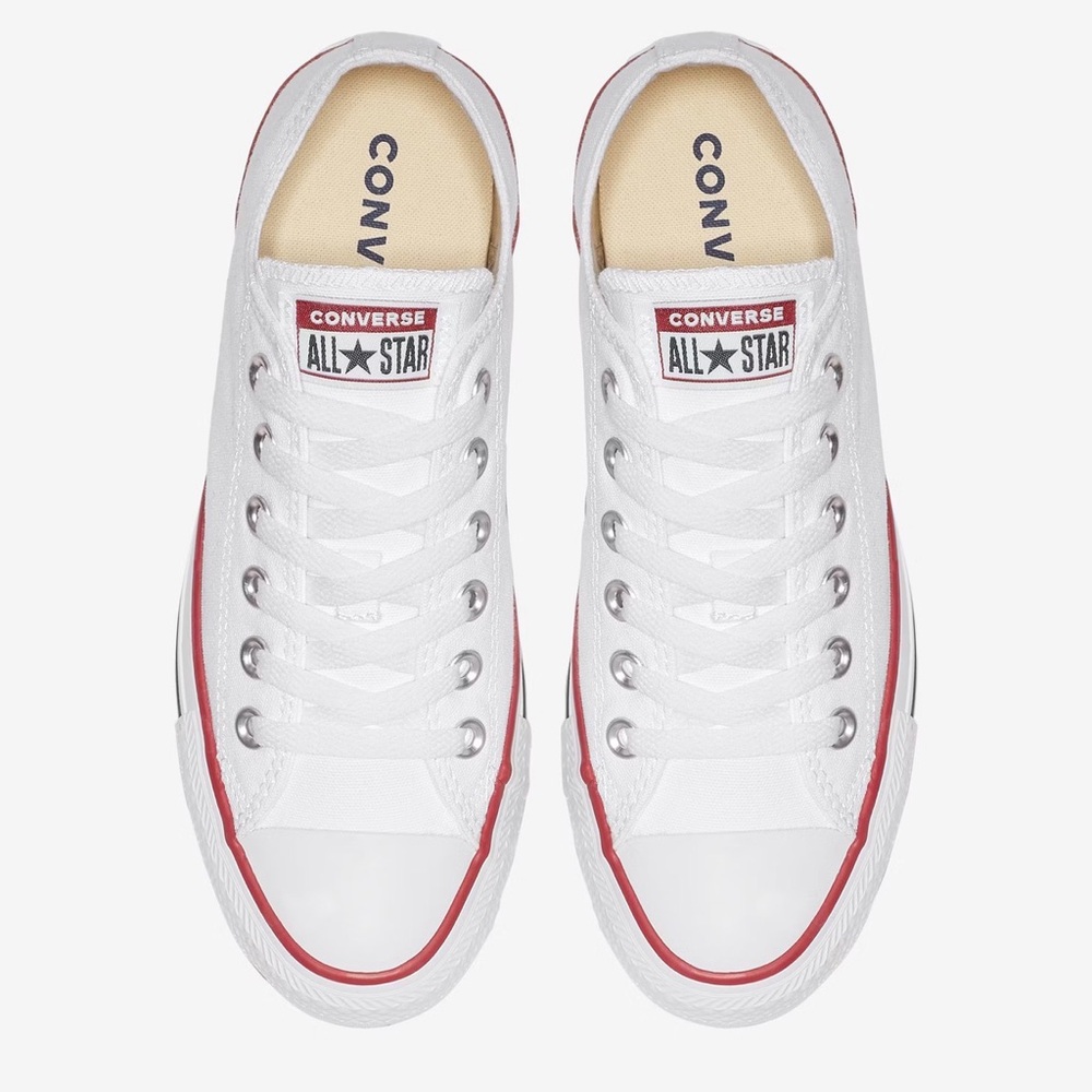 Converse White Sneakers with Red Accents